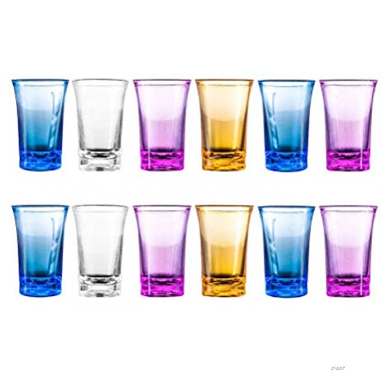 Tianbi Lot de 6 12 verres à shot en acrylique transparent avec base lourde