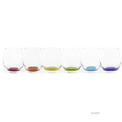 Excelsa Granada Lot de 6 verres 400 ml verre transparent avec fond coloré