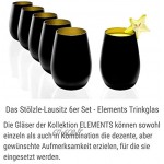 Gobelet Stölzle Lausitz Olympic de 465 ml lot de 6 verres verre à eau noir mat et or compatible lave-vaisselle en cristal sans plomb de qualité supérieure