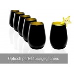 Gobelet Stölzle Lausitz Olympic de 465 ml lot de 6 verres verre à eau noir mat et or compatible lave-vaisselle en cristal sans plomb de qualité supérieure