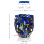 Lot de 6 verres à eau « Goto » en verre de Murano soufflé à la main Modèle « Classic » MIX