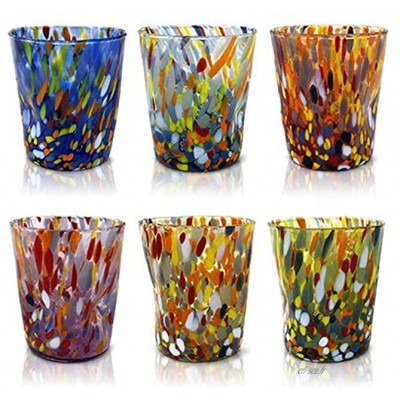 MAZZEGA ART & DESIGN Lot de 6 verres à eau « Tumbler » en verre coloré style Murano Modèle classique