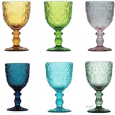 Pagano Home Lot de 6 verres à pied en verre pour eau vin Couleurs assorties Multicolore Capacité 300 ml Sensation Rouge transparent lilas vert orange bleu ciel