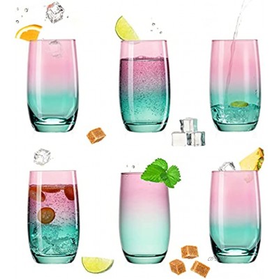 PLATINUX Lot de 6 verres à eau en verre multicolore 300 ml max.370 ml