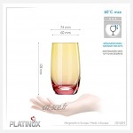 PLATINUX Lot de 6 verres à eau jaune rose en verre coloré 300 ml maximum 370 ml