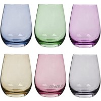 UNISHOP Lot de 6 verres à eau colorés en verre Multicolore 47,5 cl Passe au lave-vaisselle