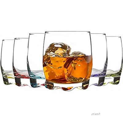 Unishop Lot de 6 verres à eau et à whisky colorés verres en verre multicolore passe au lave-vaisselle